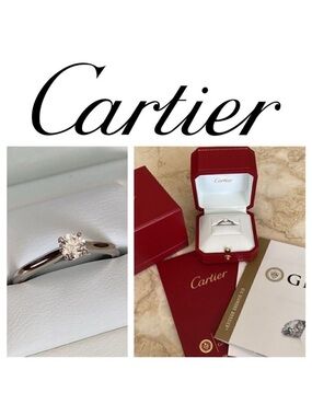 Cartier 1895 Solitaire Engagement Ring .25 Carat Platinum With Case & GIA Report